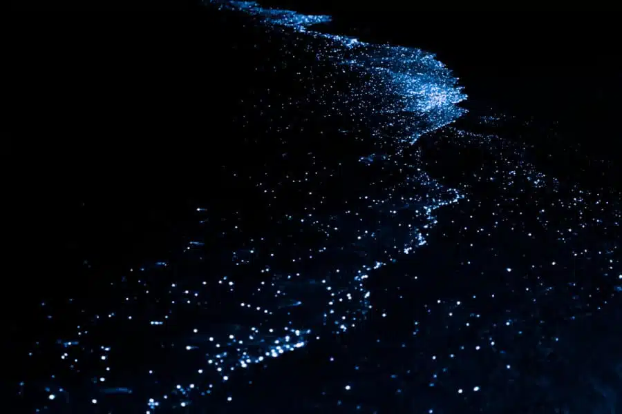 Bio luminescence. Illumination of plankton at Maldives.