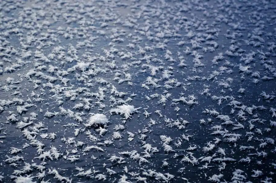 ice surface of frozen lake
