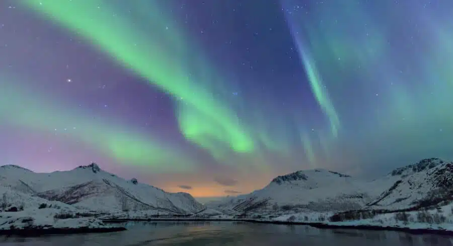 Northern Lights over the Lofoten Islands in Norway