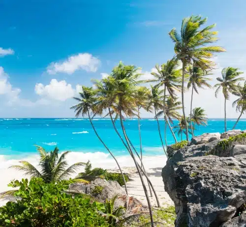 Tourisme : Nouvelle-Calédonie, vue rapprochée sur le lagon turquoise avec l'île du pin en arrière plan