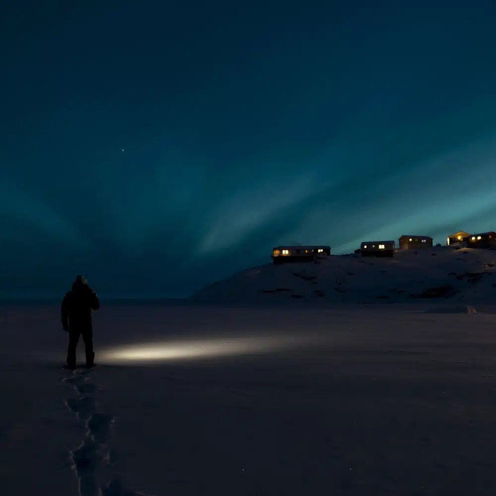  village dans la nuit – Voyage Kullorsuaq – Julien Fabro