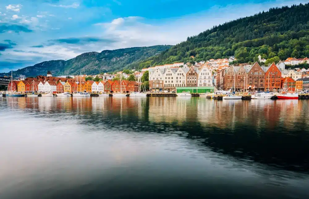 Cityscape of Bergen, Norway. Architecture Background