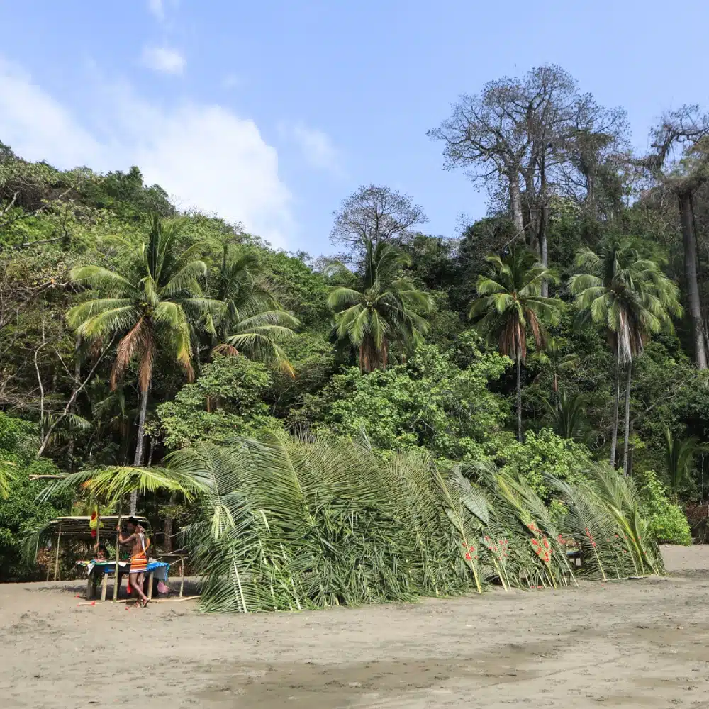 Village Emberá sur une plage du Darien, Panama
