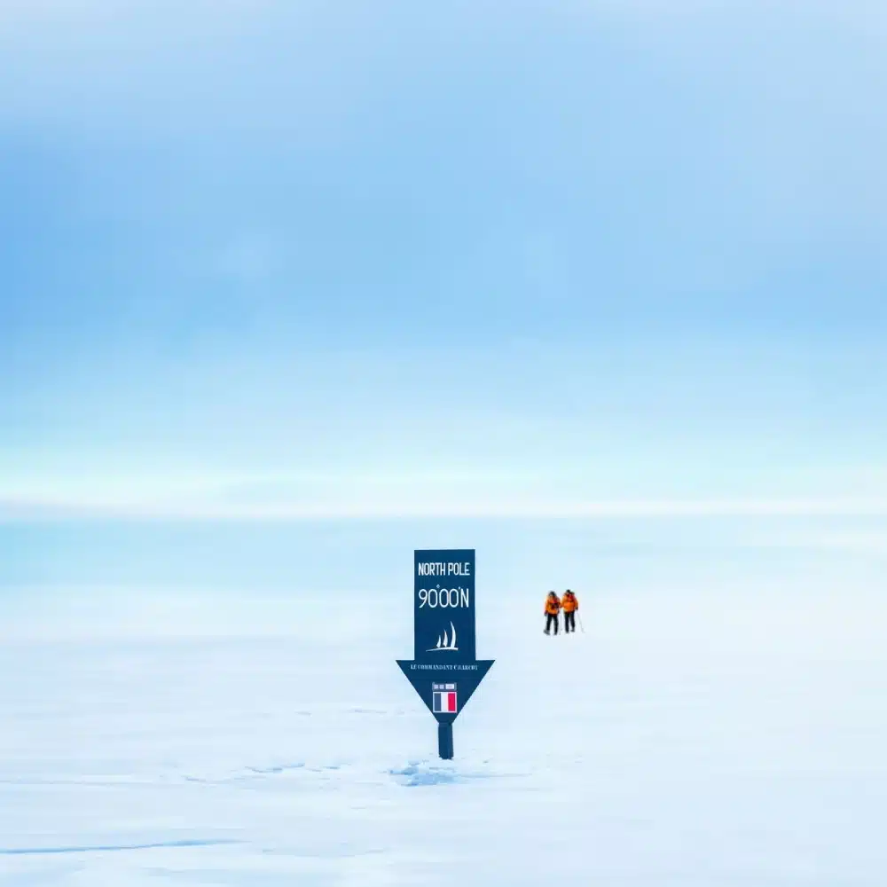 travelling-arctic A sign for the geographic North Pole in the Arctic