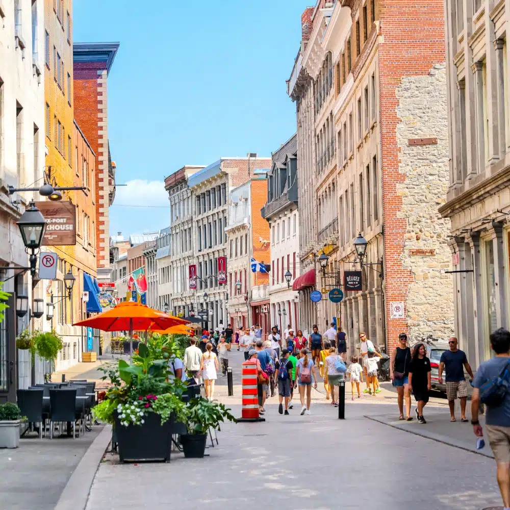 Pedestrians in Montreal’s city centre, Canada